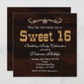 Western Star Country SWEET 16 GEBURTSTAG Einladung (Vorne/Hinten)