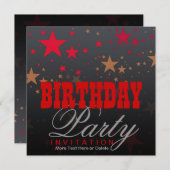 Western Stars Party Geburtstagseinladung Einladung (Vorne/Hinten)