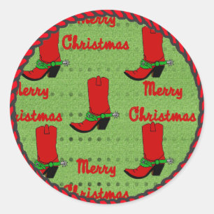 Western Sticker Christmas Cowboy Stiefel