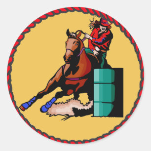 Western Sticker Cowgirl Barrel Racing