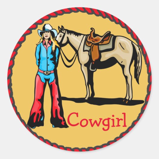 Western Stickers Rodeo Cowgirl mit Pferd (Vorderseite)