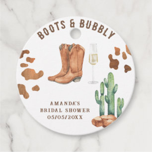Western Stiefel & Bubbly Brautparty Geschenkanhänger