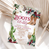 Western Stiefel & Bubbly Floral Cactus Brautparty Einladung