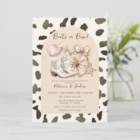 Western-Stiefel für Kuhmuster oder Darstellung des Einladung (Stehend Vorderseite)