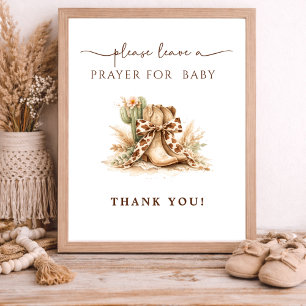 Western-Stiefel-Gebete Für Baby Shower-Schild Poster