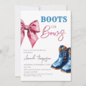 Western Stiefel oder Schleifen Blau Rosa Geschlech Einladung (Vorderseite)