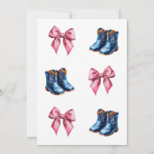 Western Stiefel oder Schleifen Blau Rosa Geschlech Einladung (Rückseite)