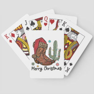 Western Stiefel Santa Frohe Weihnachten Stiefel Xm Spielkarten