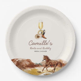 Western Stiefel und Bubbly Brautparty Pappteller