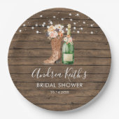 Western-Stiefel und Bubbly-Papierplatte Pappteller (Vorderseite)