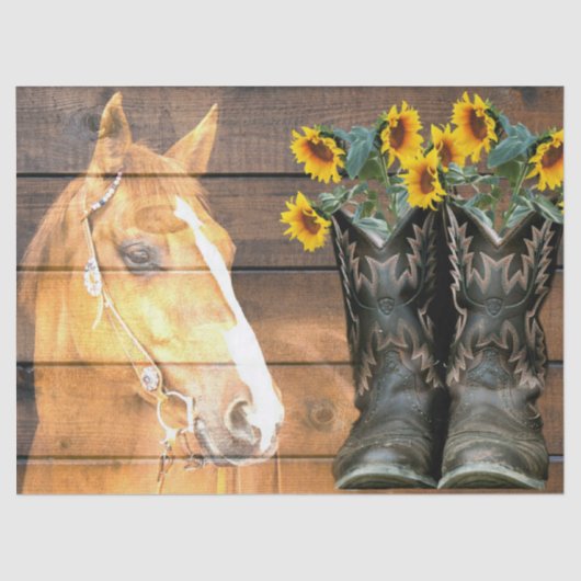 Western Stiefel und Cowboystiefel Sonnenblumen Seidenpapier (Vorderseite)