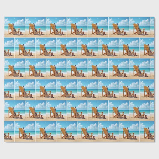 Western Stiefel und Gitarre am Strand Geschenkpapier (Flach)