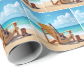 Western Stiefel und Gitarre am Strand Geschenkpapier (Rolleneckpunkt)