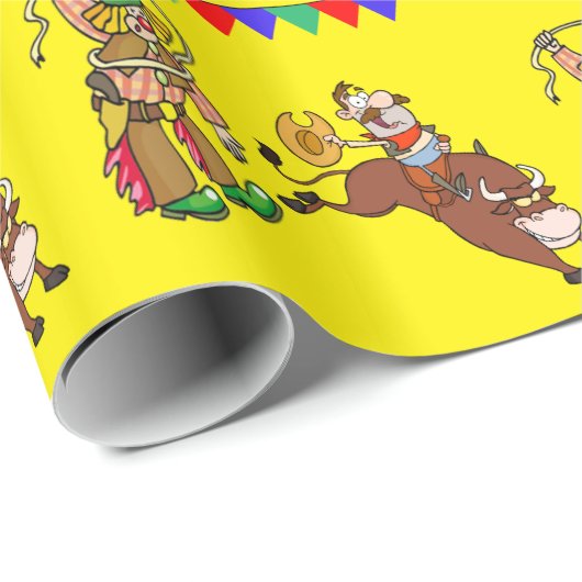 Western-Stier-Reiter und Geschenkpapier (Rolleneckpunkt)