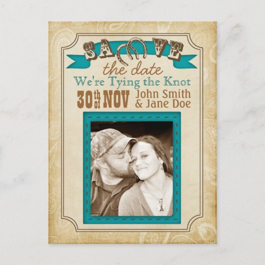 Western-Stift Speichern Sie die Datumskarten. Ankündigungspostkarte (Vorderseite)