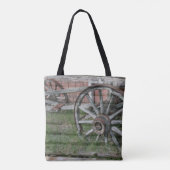 Western Stil Rustikale Wagenrad Tote Beutel Tasche (Rückseite)