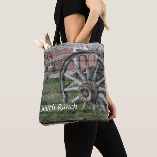 Western Stil Rustikale Wagenrad Tote Beutel Tasche (Von Nahem)
