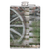 Western Stil rustikale Wagenrad Trinkflasche Flachmann (Rückseite)
