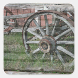 Western Stil Rustikale Wagenradaufkleber Quadratischer Aufkleber