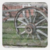 Western Stil Rustikale Wagenradaufkleber Quadratischer Aufkleber (Vorderseite)