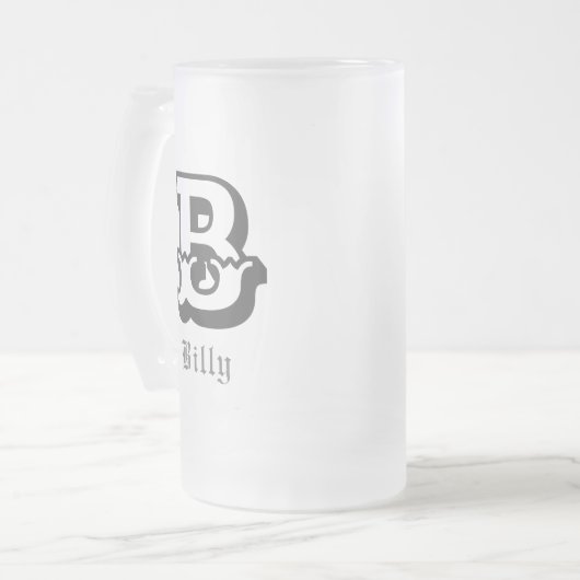 Western Stolz Personalisiert Monogramm Mattglas Bierglas (Vorderseite Links)