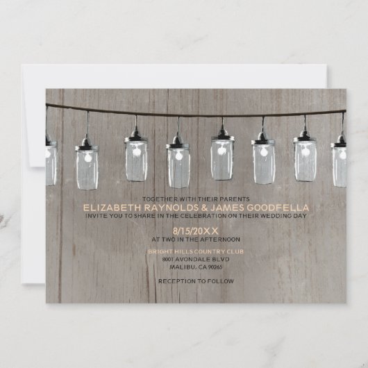 Western String Lights Hochzeit Einladungen (Vorderseite)