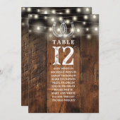 Western String Lights Table Number Seating Chart Einladung (Vorne/Hinten)