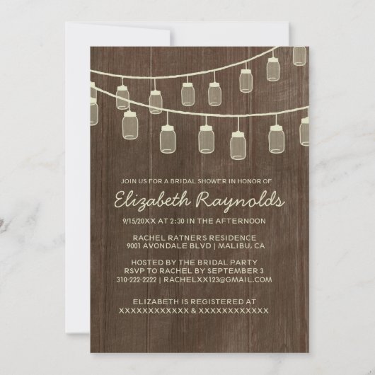 Western String of Lights Bridal Dusche Einladungen (Vorderseite)