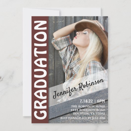 Western Style Abschluss Einladung (Vorderseite)