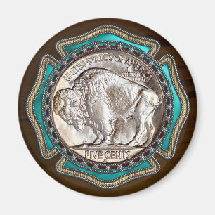 Western Style Büffel-Nickel Magnet