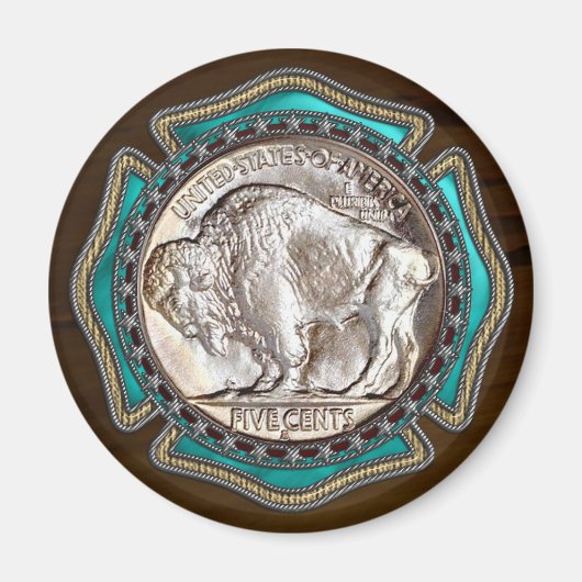 Western Style Büffel-Nickel Magnet (Vorne)