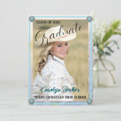 Western Style Cowgirl Foto Abschluss Einladung (Stehend Vorderseite)