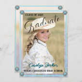 Western Style Cowgirl Foto Abschluss Einladung (Vorne/Hinten)