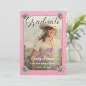 Western Style Pink Cowgirl Foto Abschluss Einladung (Stehend Vorderseite)
