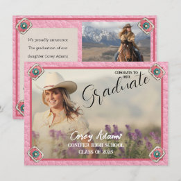 Western Style Pink Cowgirl Foto Grad Ankündigung
