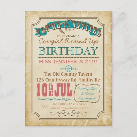 Western Style Postcard Einladung (Vorderseite)