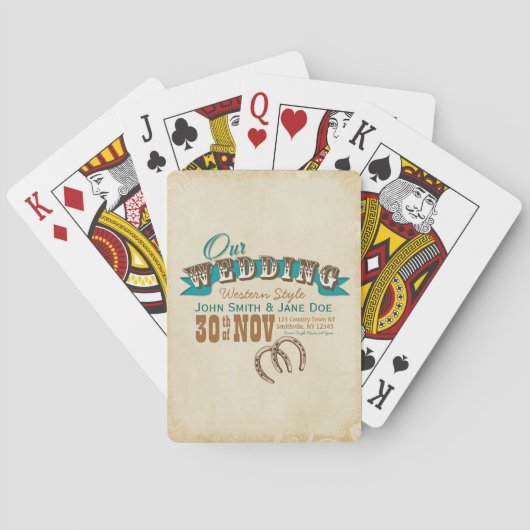 Western Style Wedding Custom Cards Spielkarten (Rückseite)