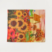 Western Sun Blume Kunstmalerei - Rustikale Landwir Wandteppich (Vorderseite (Horizontal))