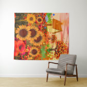 Western Sun Blume Kunstmalerei - Rustikale Landwir Wandteppich (Beispiel (Horizontal))