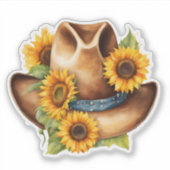 Western Sunflower Cowboy Hat Aufkleber (Vorderseite)