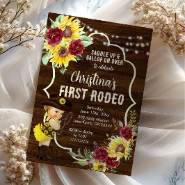 Western Sunflower Rose Cowgirl Erstgeburt Einladung