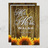 Western Sunflower Wedding Einladungen (Vorne/Hinten)