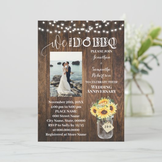 Western Sunflowers We still do Wedding Anniversary Einladung (Stehend Vorderseite)