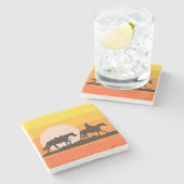 Western Sunset Cowboy Silhouette Throw Pillow Steinuntersetzer (Seitenansicht)