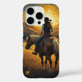 Western Sunset Cowgirl iPhone protection case (Rückseite)