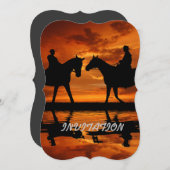 Western Sunset Horseback Riding Cowboy Silhouette Einladung (Vorne/Hinten)