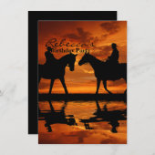 Western Sunset Horseback Riding Cowboy Silhouette Einladung (Vorne/Hinten)