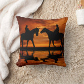 Western Sunset Horseback Riding Cowboy Silhouette Kissen (Decke)