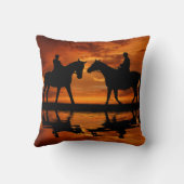 Western Sunset Horseback Riding Cowboy Silhouette Kissen (Rückseite)