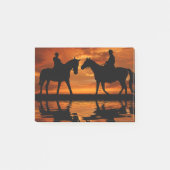 Western Sunset Horseback Riding Cowboy Silhouette Post-it Klebezettel (Vorderseite)